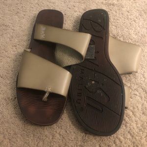 Nude slip on sandals